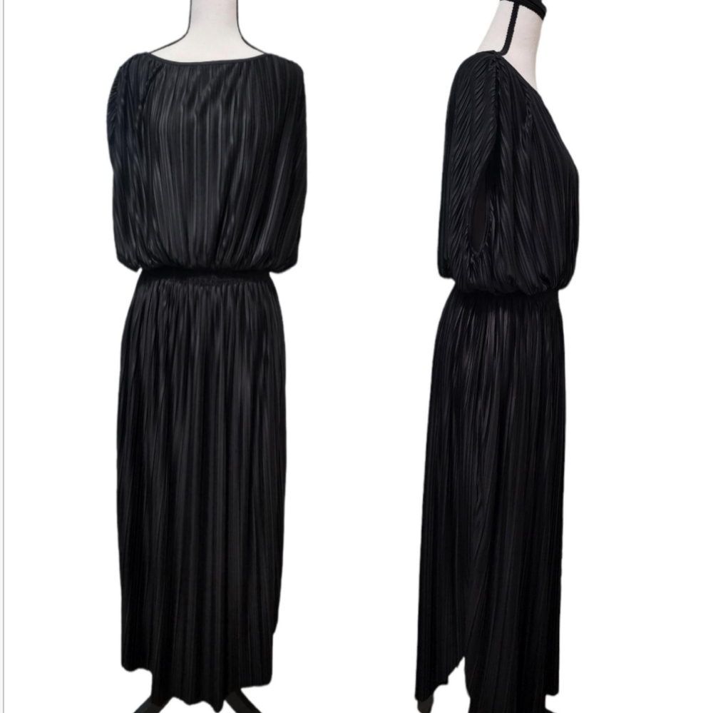 Banana Republic Black Dress | Black Long Pleated Dress for Women Size Sm…